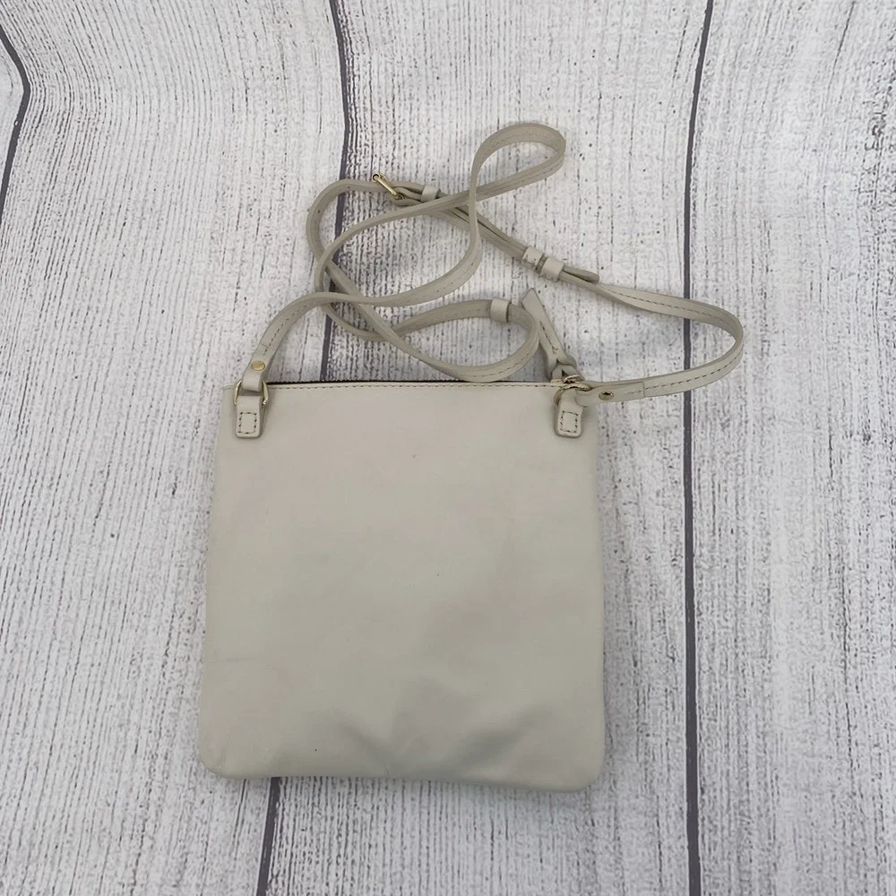 Dooney & Bourke Apollo Triple Zip Crossbody Bag Ivory Leather Adjustable Travel